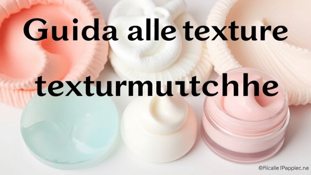 Campioni di texture cosmetiche a confronto: gel trasparente, siero fluido, crema e balsamo viso