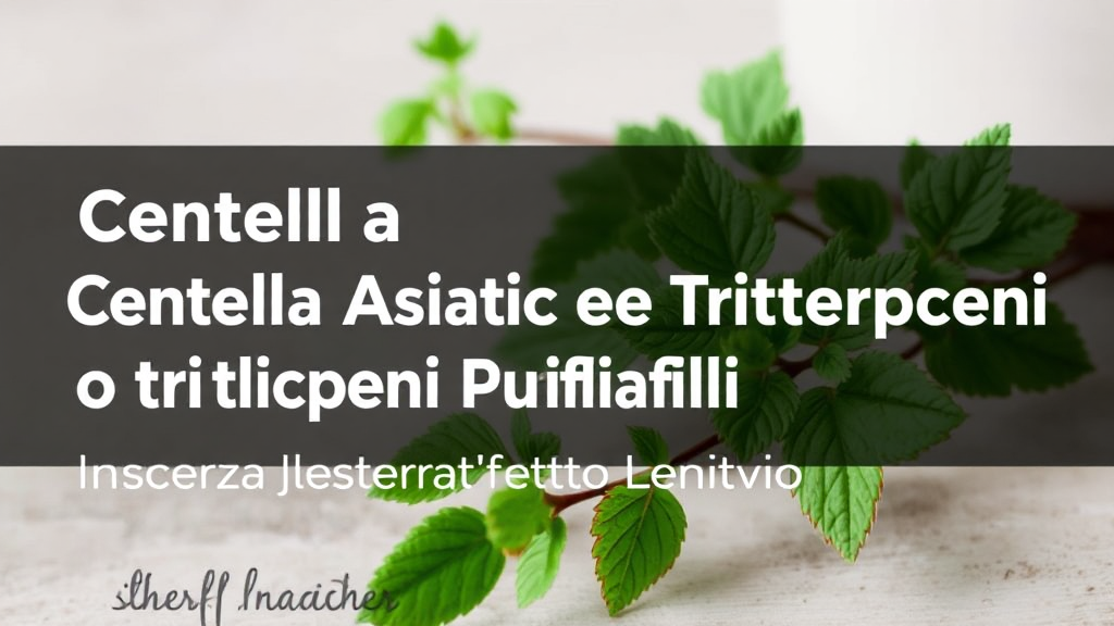 Foglie di Centella Asiatica e provette di laboratorio per l'estrazione di triterpeni dermocosmetici lenitivi